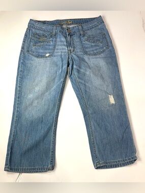 American Eagle Outfitters Blue Capri Jeans - Distressed